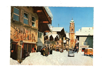 Ansichtskarte Mittenwald / bayerische Alpen / Obermarkt mit Pfarrkirche +++