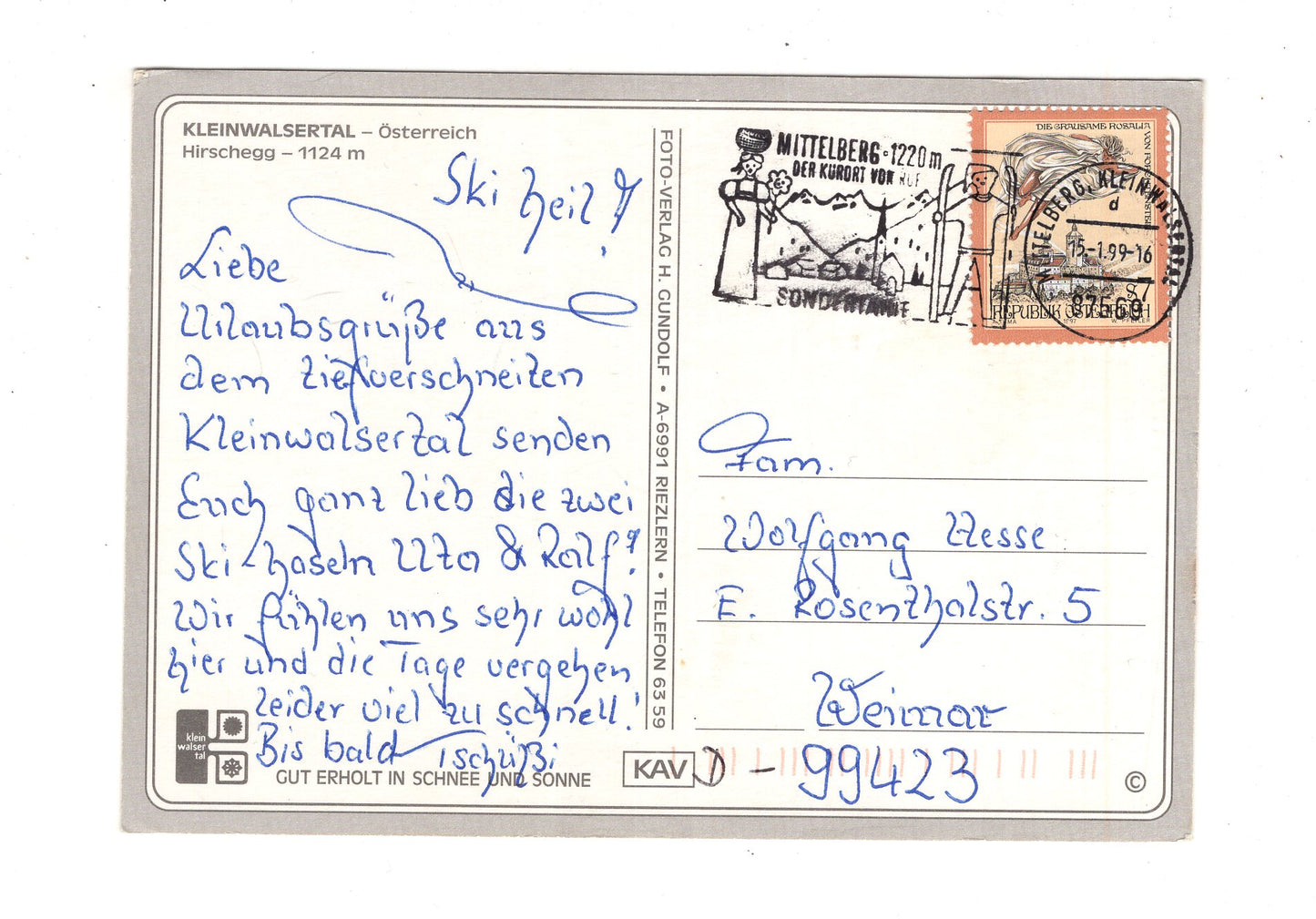 Ansichtskarte Kleinwalsertal / Hirschegg / Österreich