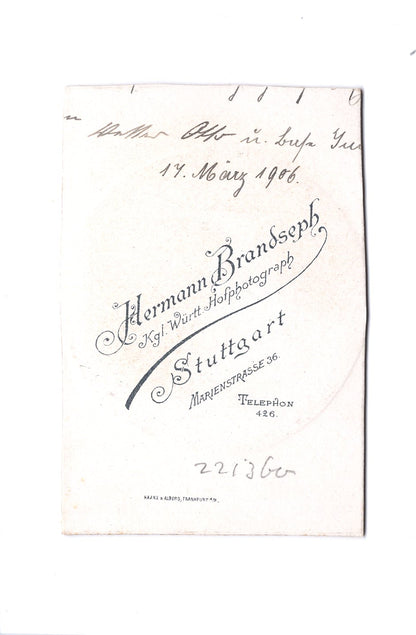 Fotografie Feines Paar / benannt - Stuttgart 1906