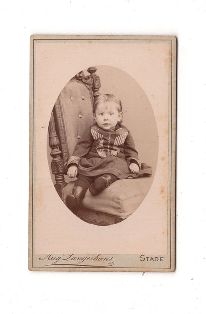 Fotografie Niedlicher kleiner Junge - Stade 1880er / CDV M1-22