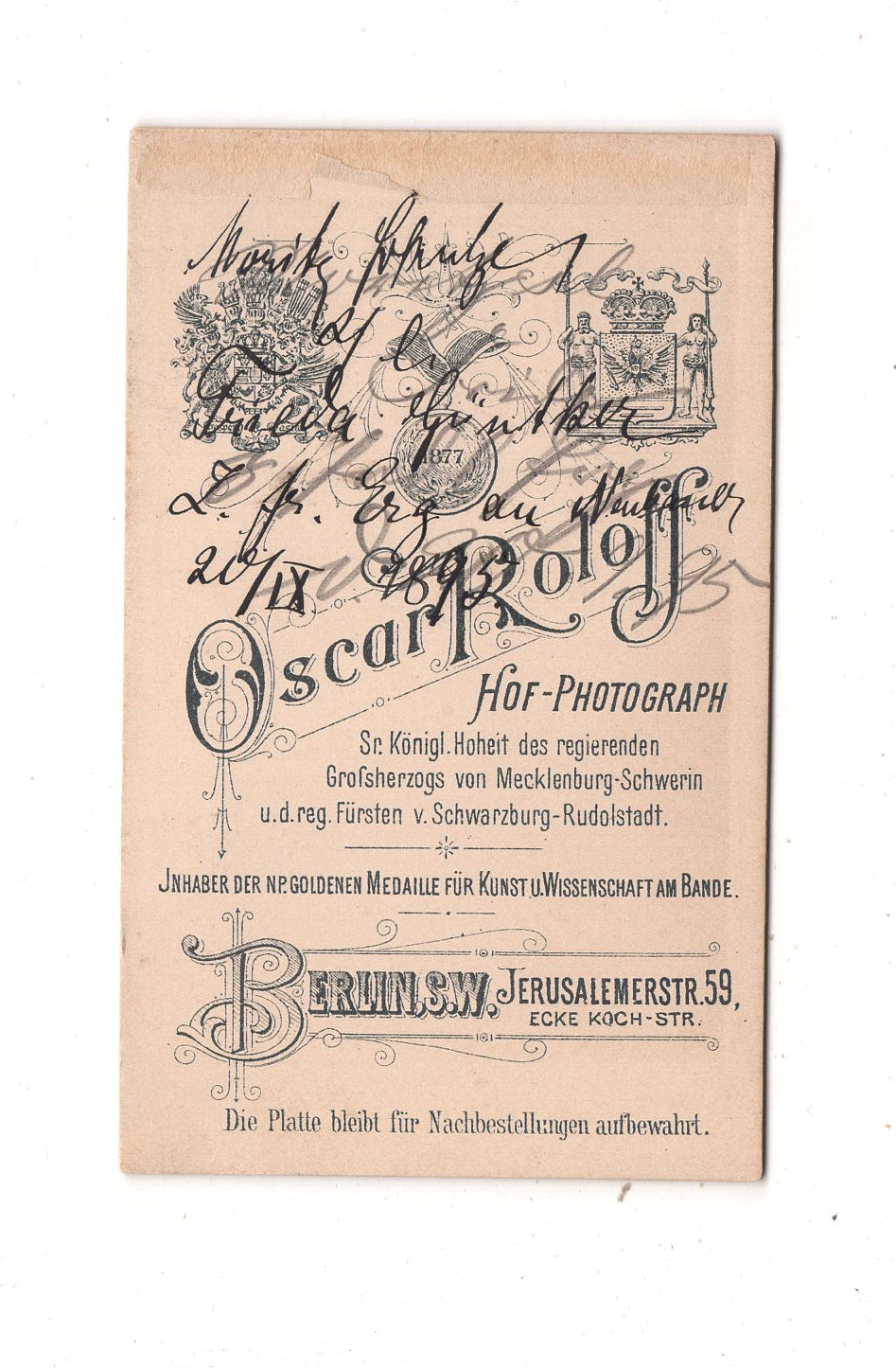 Fotografie Soldat mit Widmung - Berlin 1895 / CDV M1-02