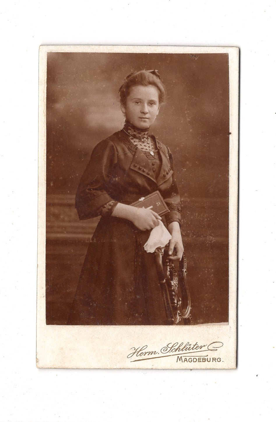 Fotografie Feines junges Mädchen - Magdeburg 1890er / CDV E1-34