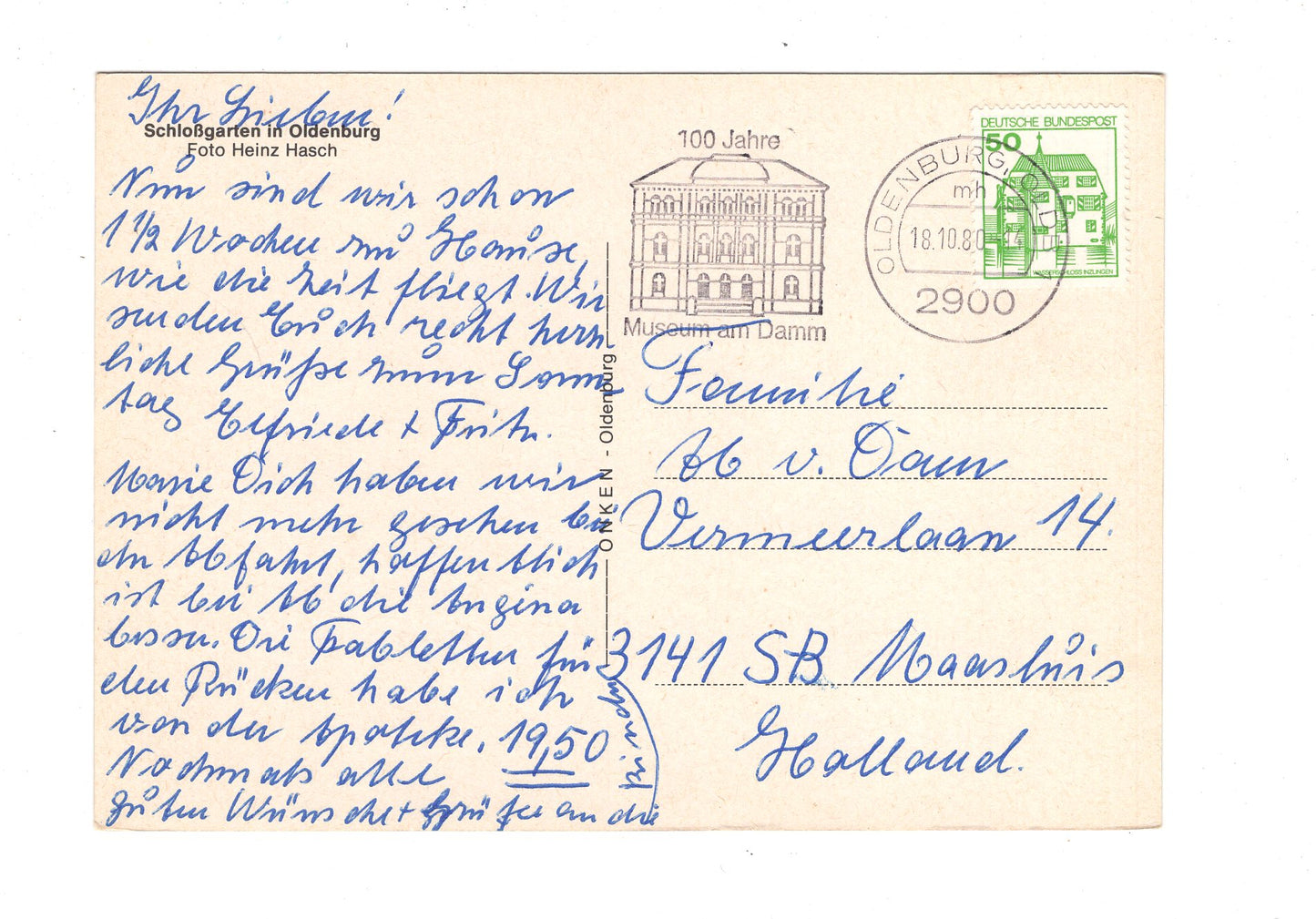 Ansichtskarte Schlossgarten in Oldenburg / H1-68