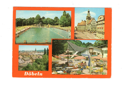 Ansichtskarte Döbeln / Freibad / Rathaus +++