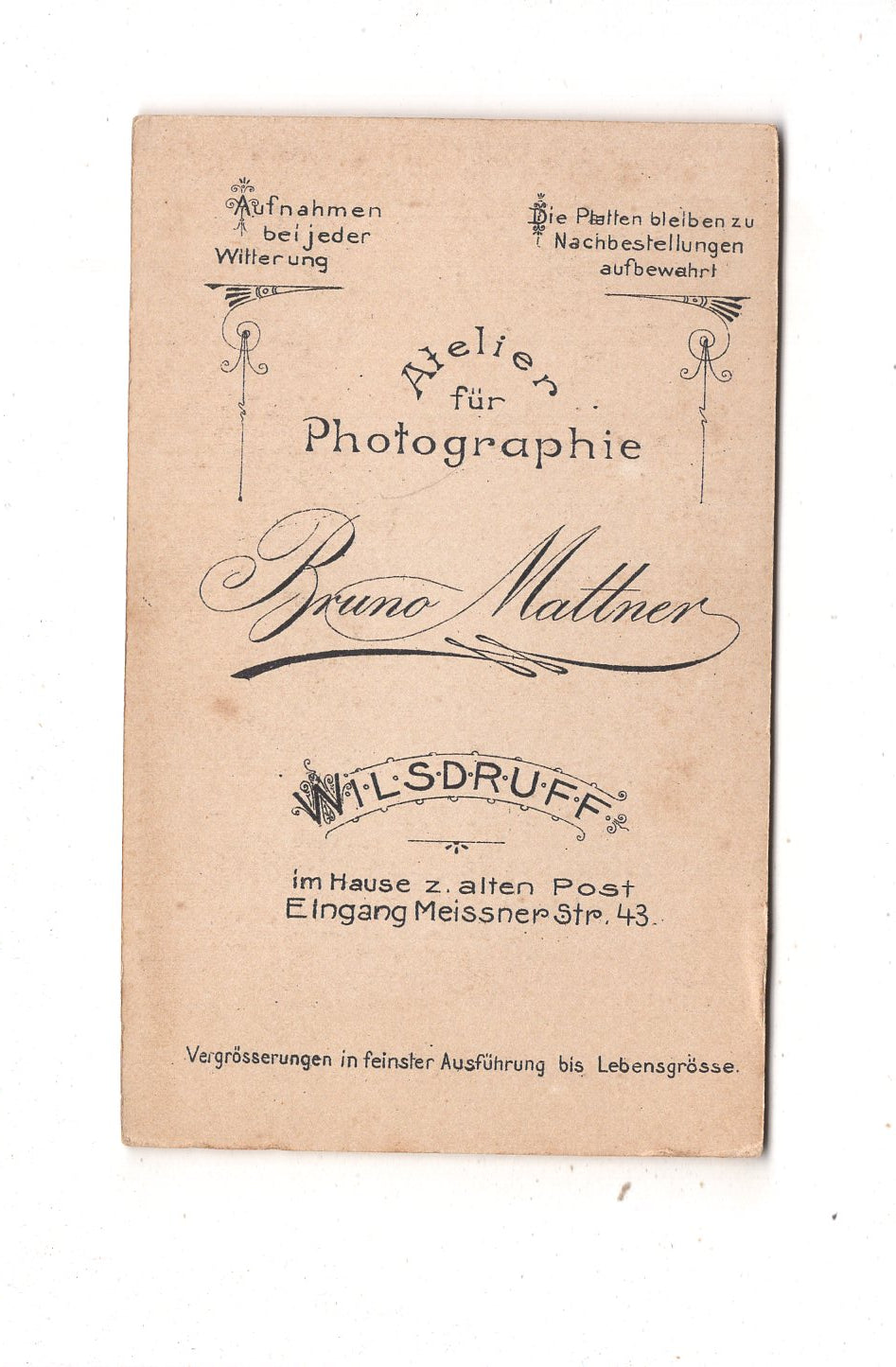 Fotografie Feines junges Mädchen - Wilsdruff 1907 / CDV E1-34