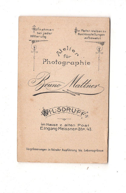 Fotografie Feines junges Mädchen - Wilsdruff 1907 / CDV E1-34