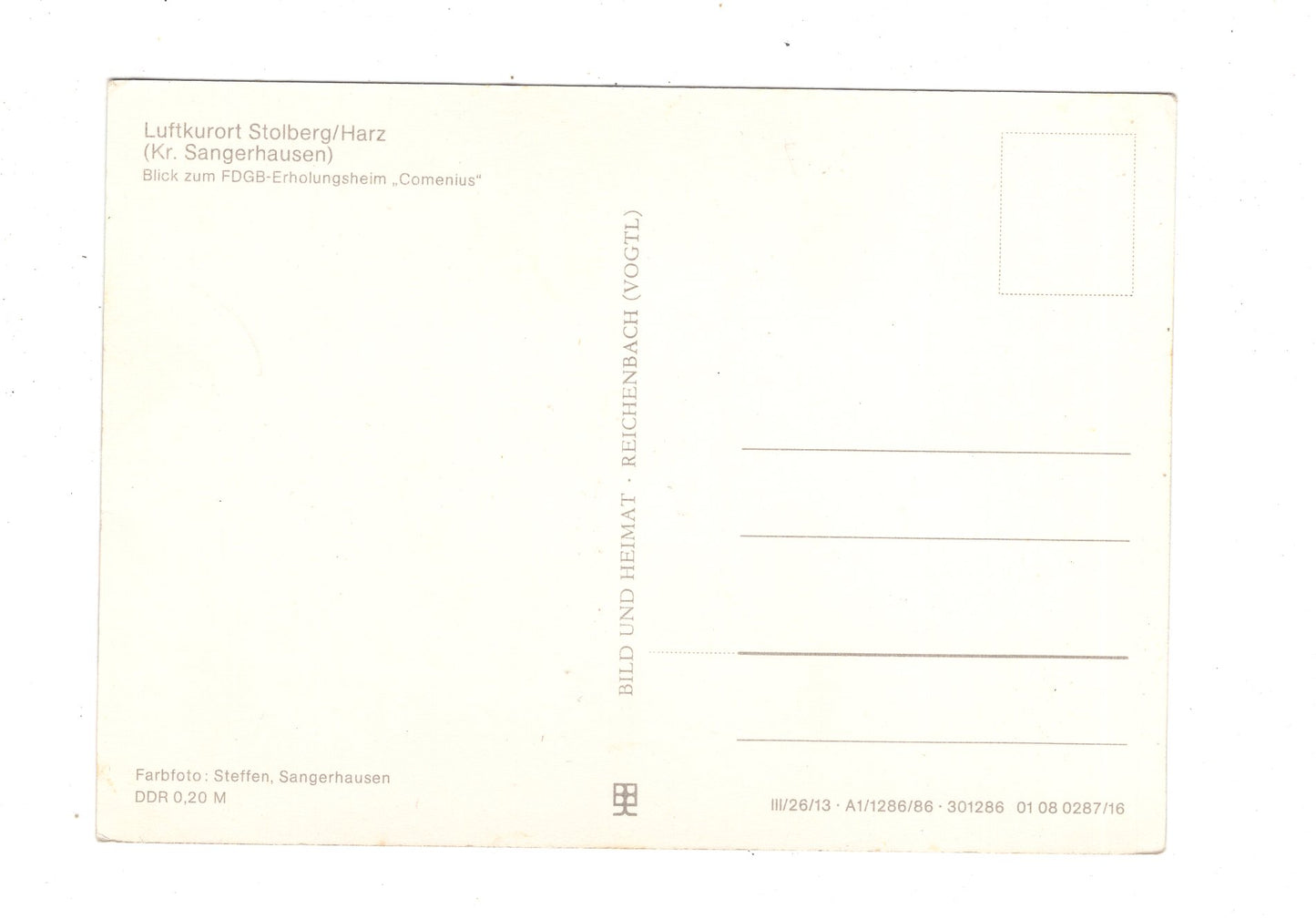 Ansichtskarte Stolberg / Harz / Blick zum FDGB-Erholungsheim Comenius / K1-55