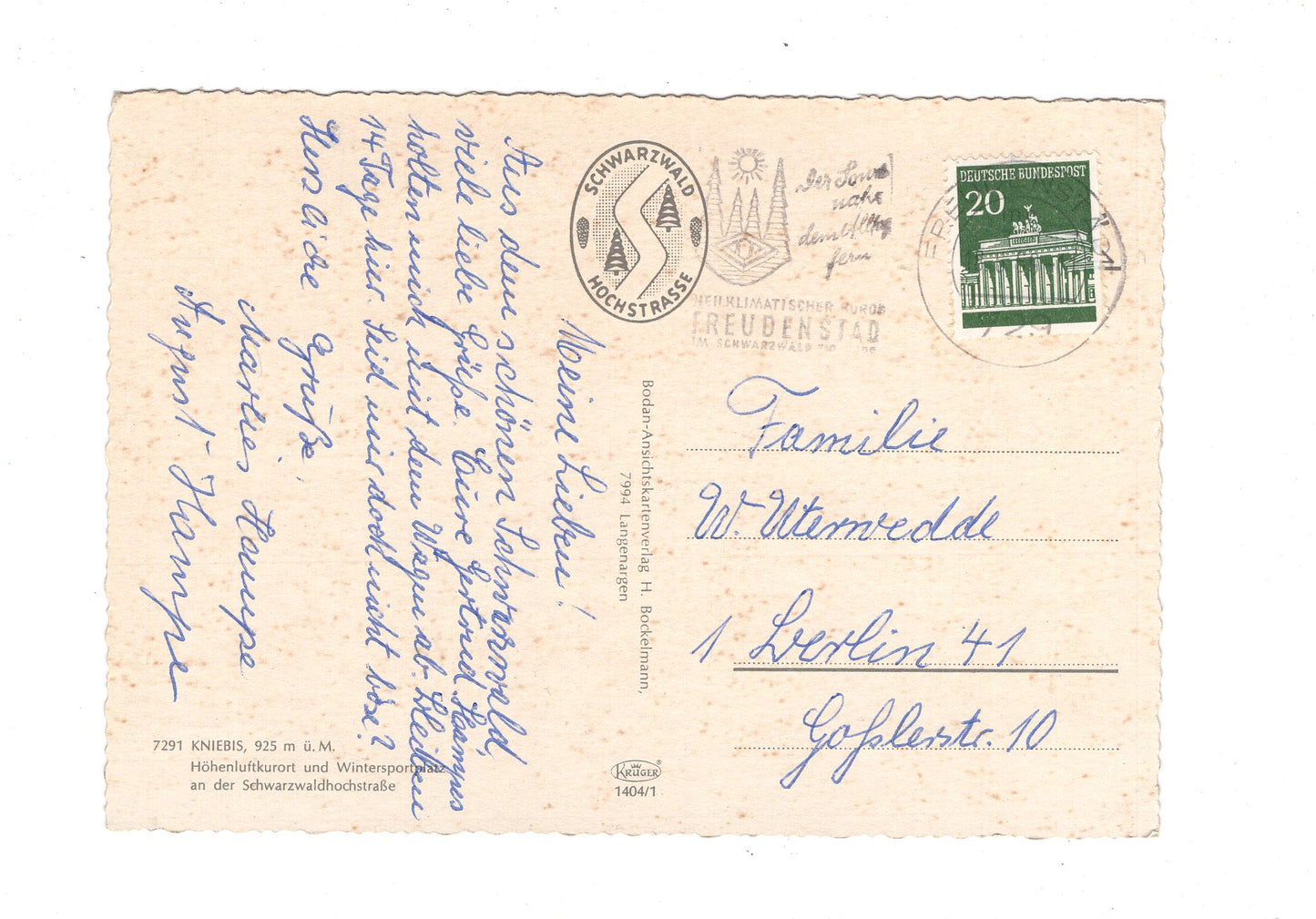 Ansichtskarte Kniebis an der Schwarzwaldhochstraße / H1-52