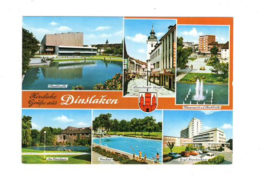 Ansichtskarte Dinslaken / Stadthalle / Freibad +++