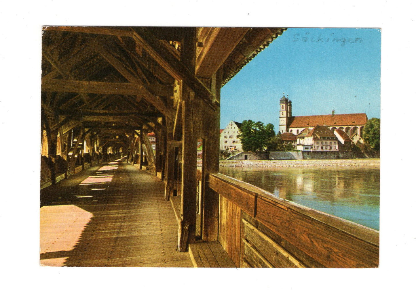 Ansichtskarte Säckingen am Hochrhein / Hist. Holzbrücke +++
