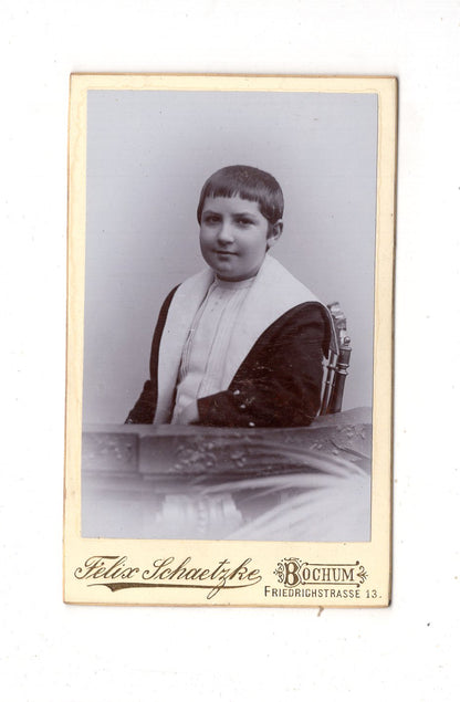 Fotografie Niedlicher kleiner Junge - Bochum 1890er / CDV M1-22