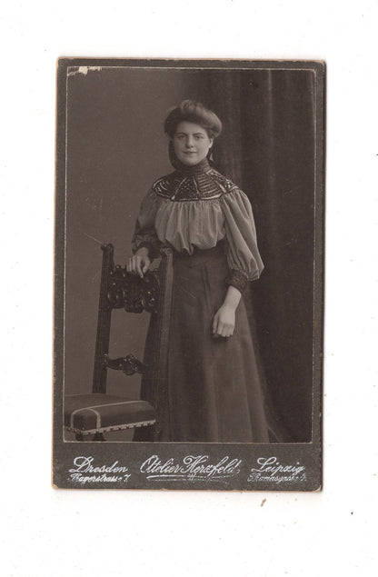 Fotografie Feines junges Mädchen - Dresden / Leipzig 1907 / CDV E1-34