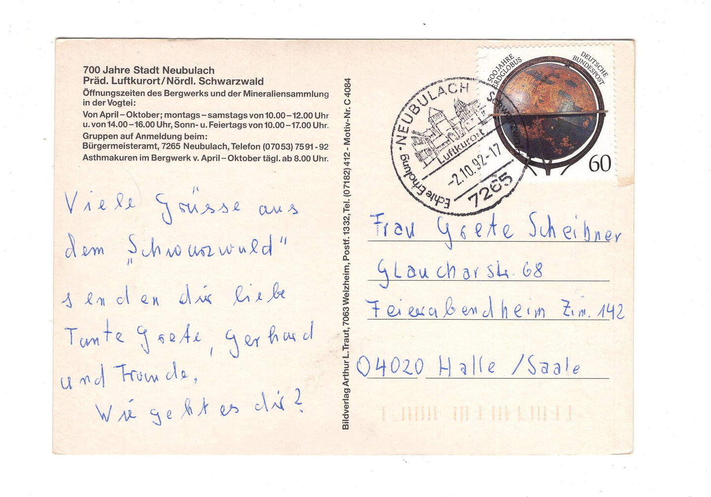 Ansichtskarte 700 Jahre Stadt Neubulach / Nördlicher Schwarzwald / H1-52