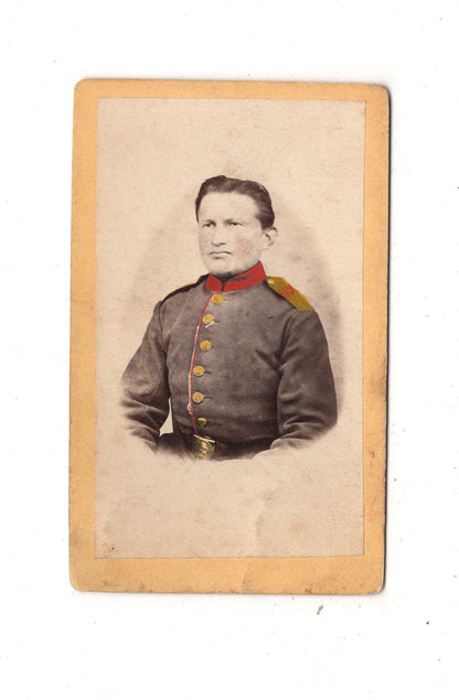 Fotografie Soldat Regiment 112 - Ober-Soultz / Elsass 1860er / CDV M1-02