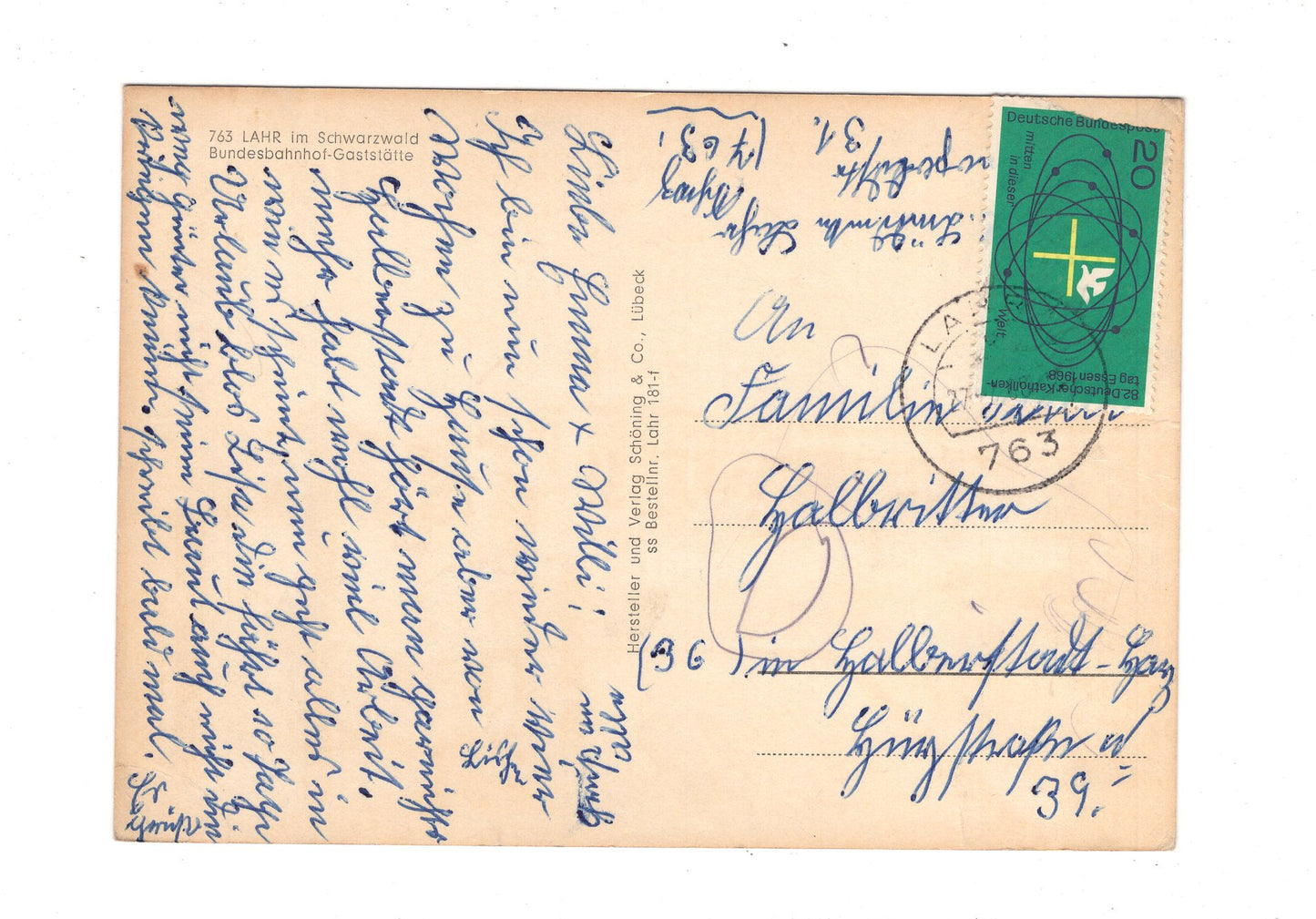 AnsichtskarteBundesbahnhof-Gaststätte / Lahr im Schwarzwald / H1-52