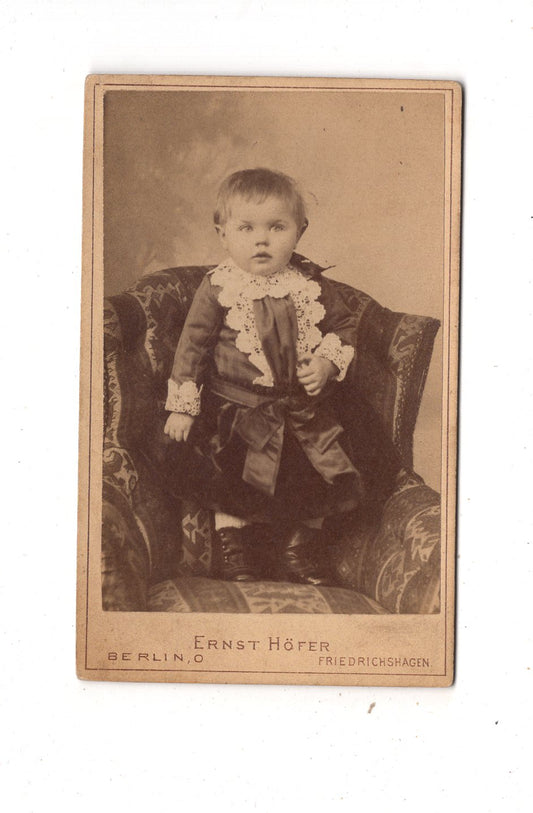 Fotografie Niedlicher kleiner Junge - Berlin-Friedrichshagen 1880er / CDV M1-23