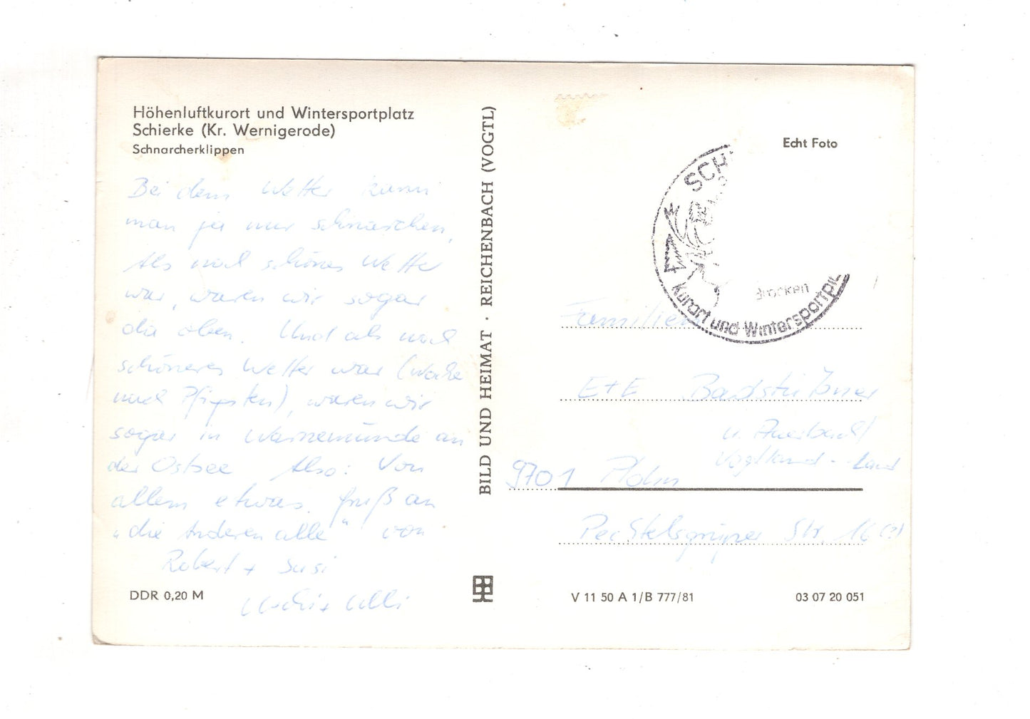 Ansichtskarte Schierke / Kreis Wernigerode / Schnarcherklippen / J1-63