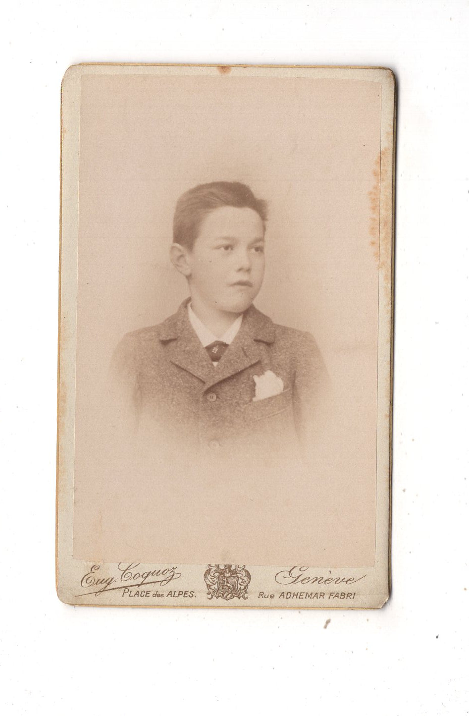 Fotografie Feiner Junge - Geneve Genf 1880er / CDV N1-06