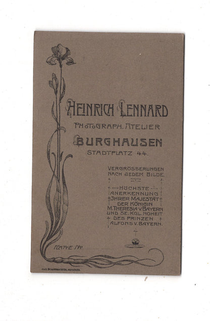 Fotografie Feines junges Mädchen - Burghausen an der Salzach 1910er / CDV E1-35