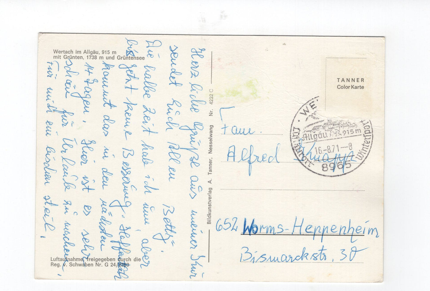 Ansichtskarte Wertach im Allgäu mit Grünten und Grüntensee