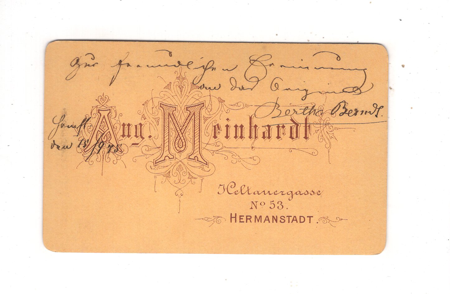 Fotografie Feine Dame / Schauspielerin Bertha Berndt mit Widmung - Hermanstadt 1875