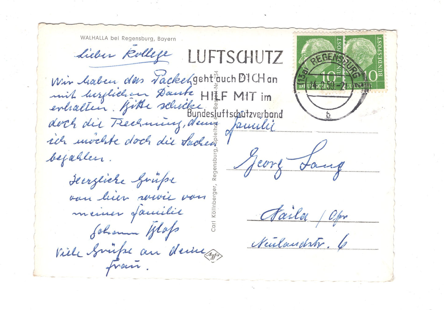 Ansichtskarte Walhalla bei Regensburg / Bayern / H1-69