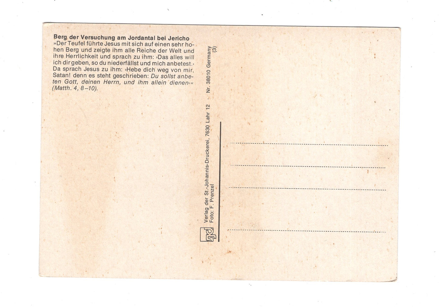 Ansichtskarte Berg der Versuchung am Jordantal bei Jericho / Palästina