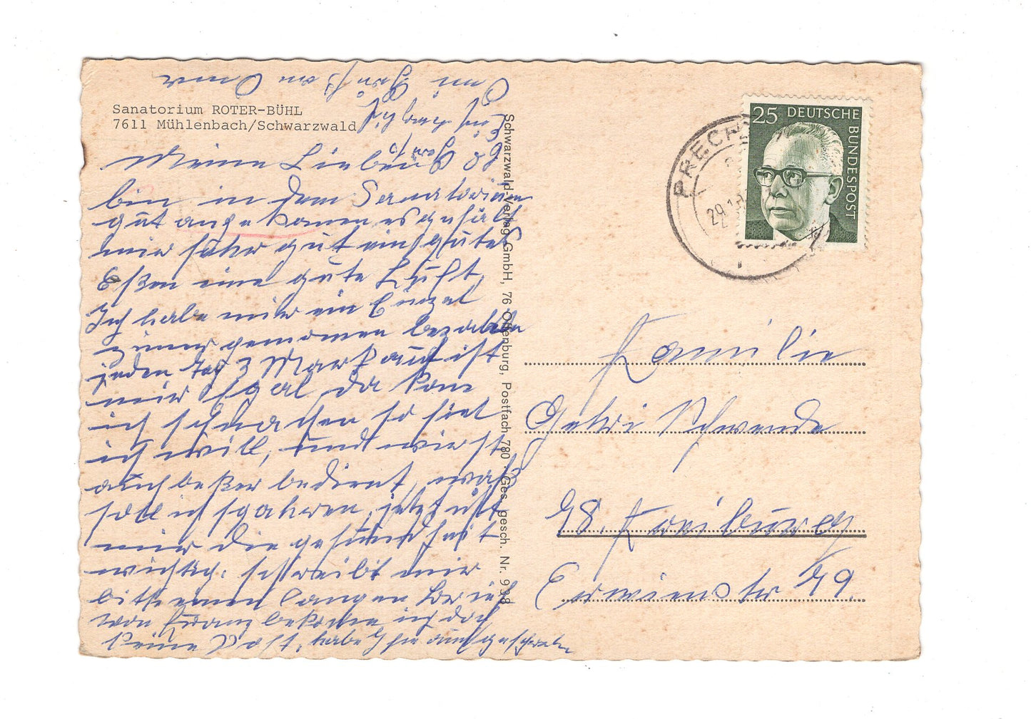 Ansichtskarte Sanatorium Roter-Bühl / Mühlenbach / Schwarzwald / H1-52