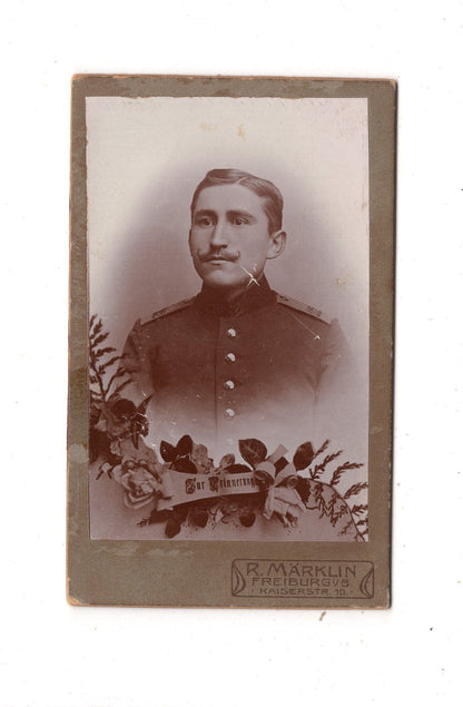 Fotografie Soldat Regiment 112 - Freiburg im Breisgau 1900er / CDV M1-03