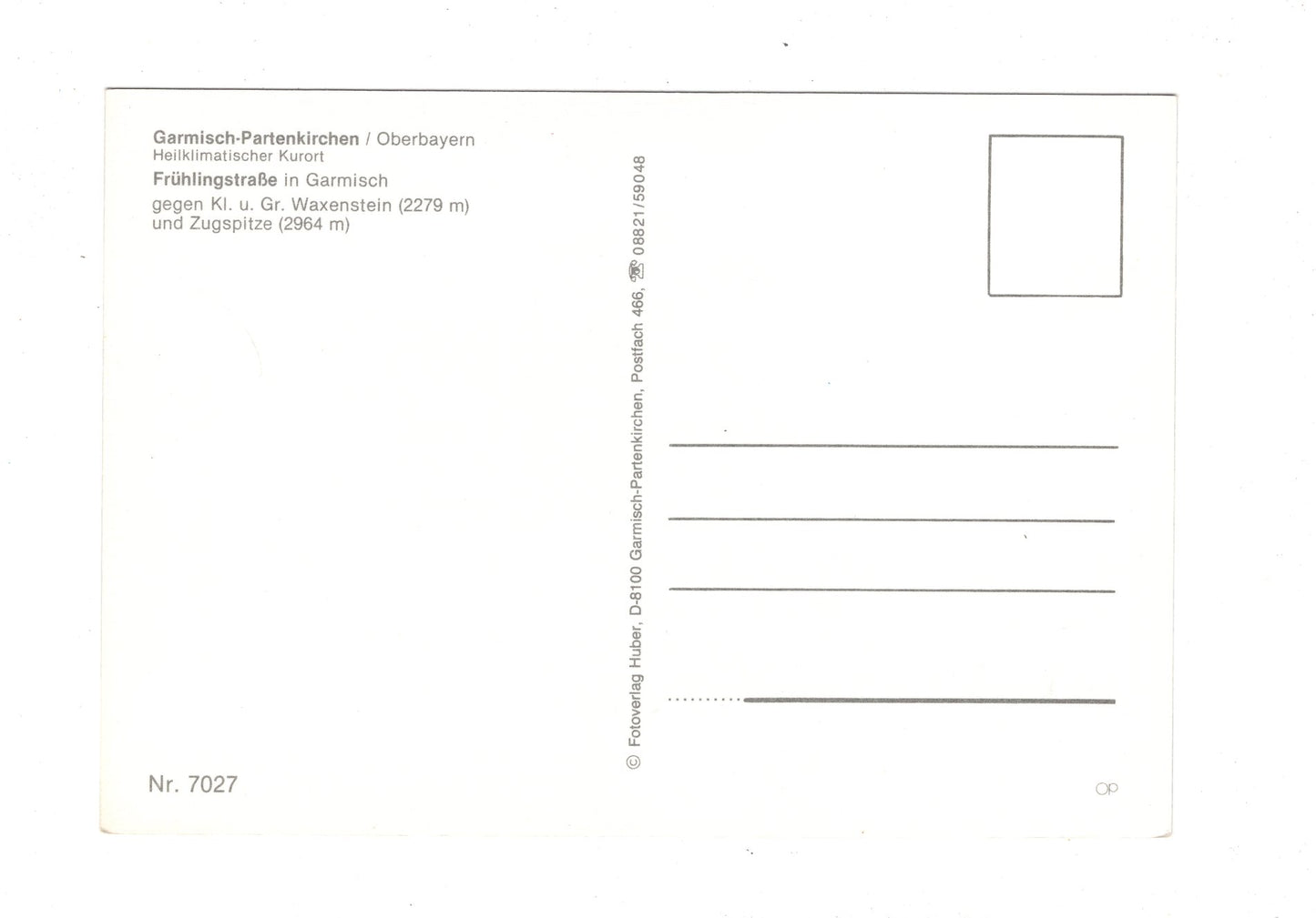 Ansichtskarte Garmisch-Partenkirchen / Oberbayern / Frühlingstraße  / G1-56