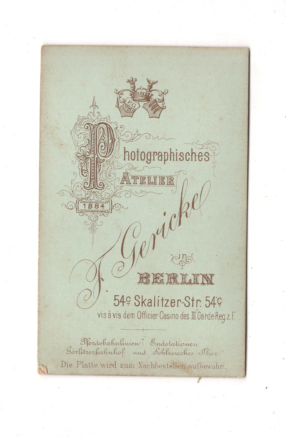 Fotografie Soldat - Berlin 1884 / CDV M1-03