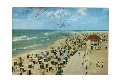 Ansichtskarte Nordseeheilbad Borkum / Badestrand an der Kurpromenade