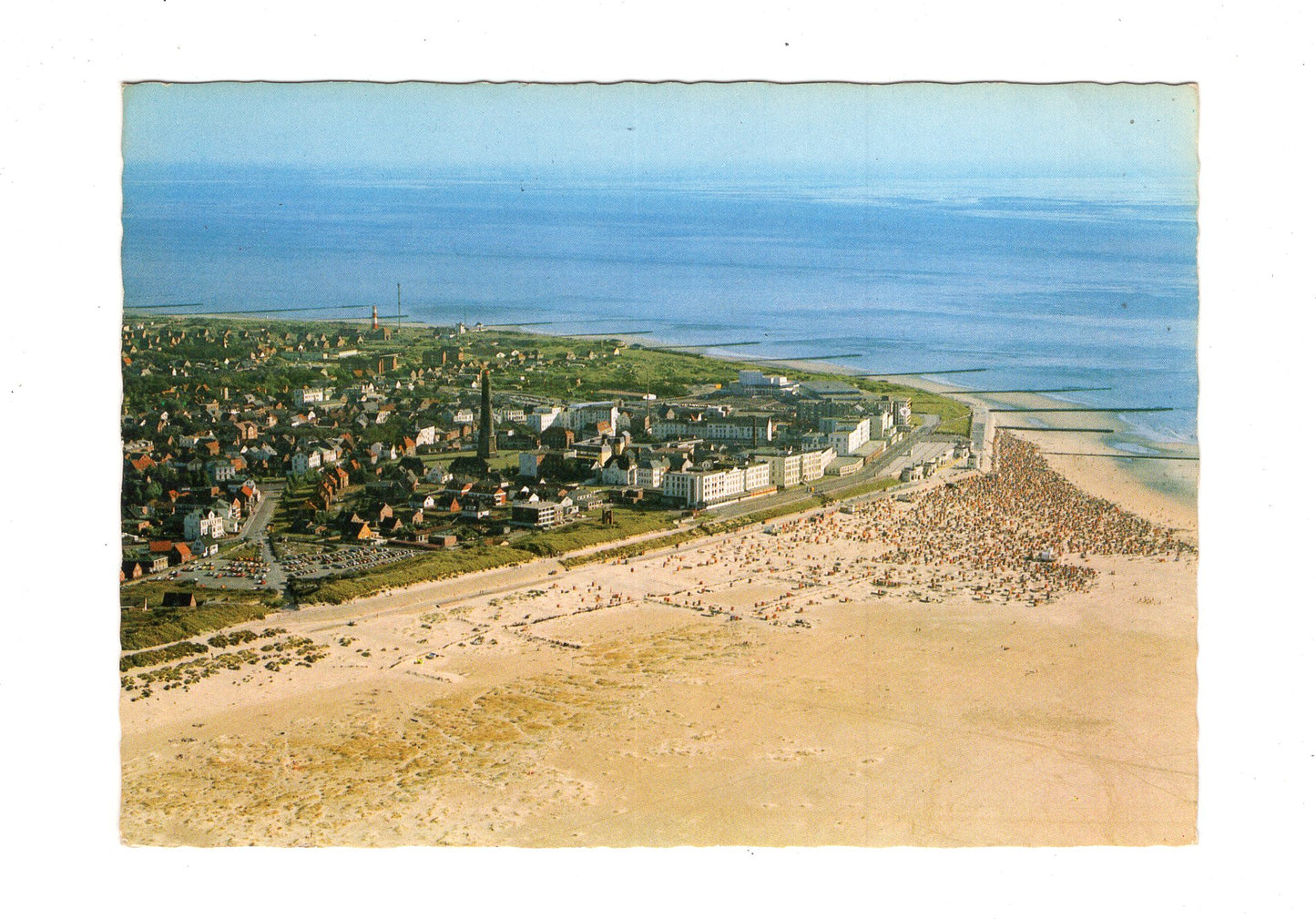Ansichtskarte Nordseeheilbad Borkum / Platje und Ort