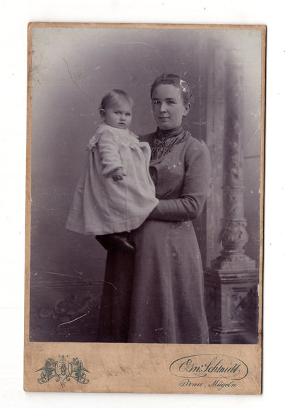 Fotografie Feine Dame mit kleinem Kind - Pirna / Mügeln um 1900