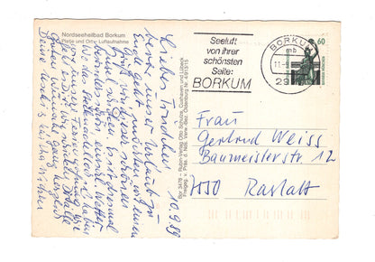 Ansichtskarte Nordseeheilbad Borkum / Platje und Ort